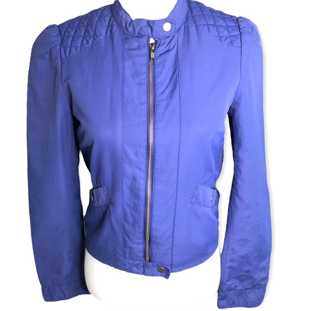 H&M Purple Cloth Moto Full Zip Up Quilted Jacket